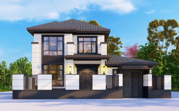 單家獨(dú)院式二層別墅圖紙、現(xiàn)代簡(jiǎn)約且具有時(shí)尚感造型占地105平_060..