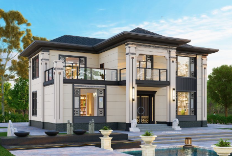 二層新農(nóng)村單家獨(dú)院式別墅圖現(xiàn)代中式風(fēng)格的兩層別墅磚混結(jié)構(gòu)_076..