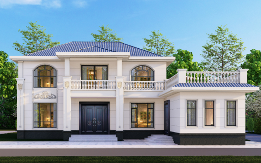 新農(nóng)村自建房圖紙二層小洋樓設(shè)計(jì)圖占地面積236平、面寬17.5進(jìn)深18.7米A044..