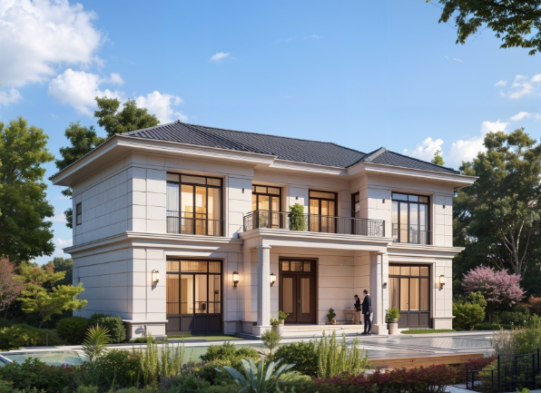 二層自建房設(shè)計(jì)，典雅和現(xiàn)代結(jié)合造型端莊大氣A011