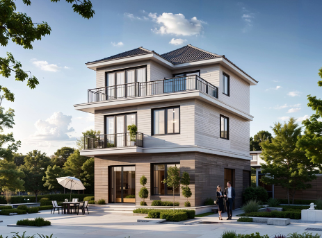 農(nóng)村自建別墅三層效果圖,外觀(guān)大氣簡(jiǎn)約_A024