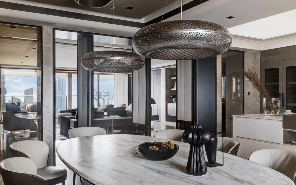 現(xiàn)代風格開放式客餐廳裝修效果圖