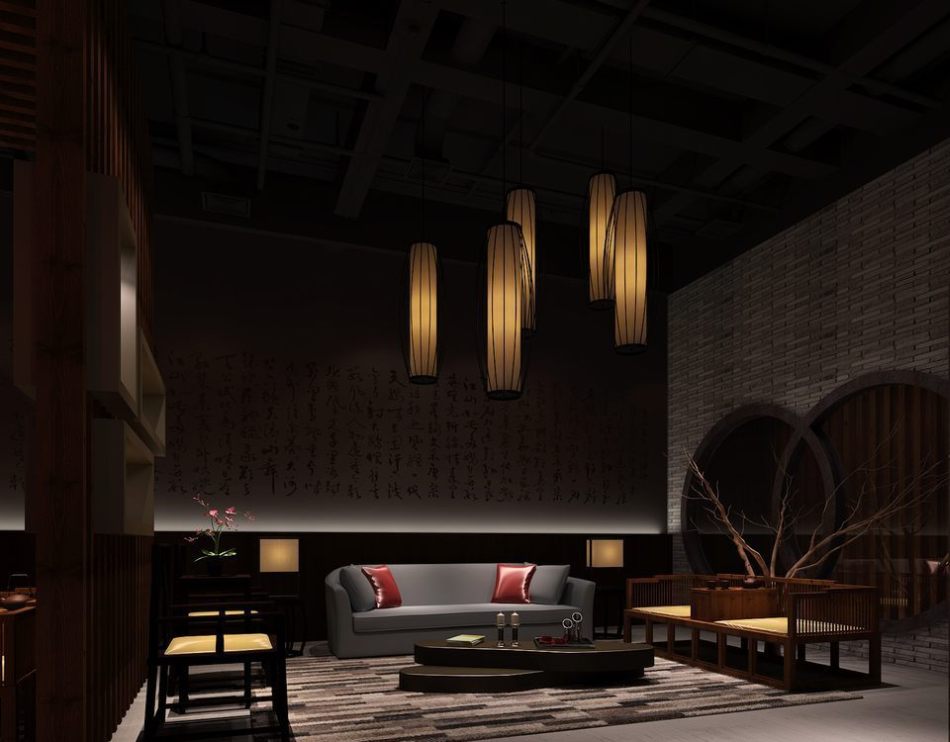 東方風(fēng)格會客區(qū)設(shè)計(jì)效果圖