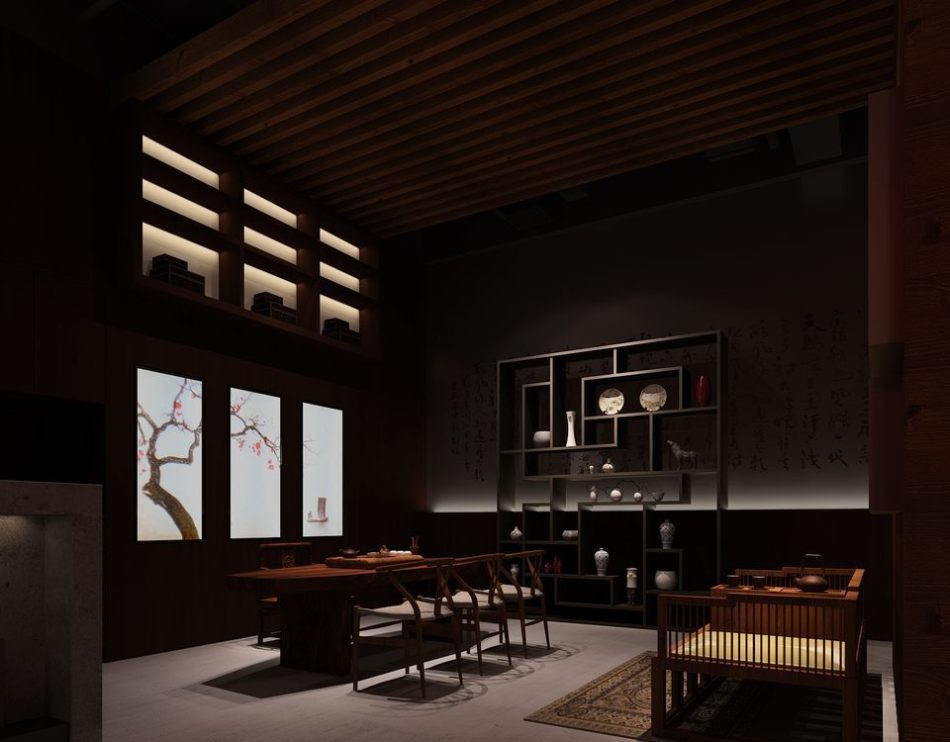 東方風(fēng)格泡茶區(qū)設(shè)計(jì)效果圖