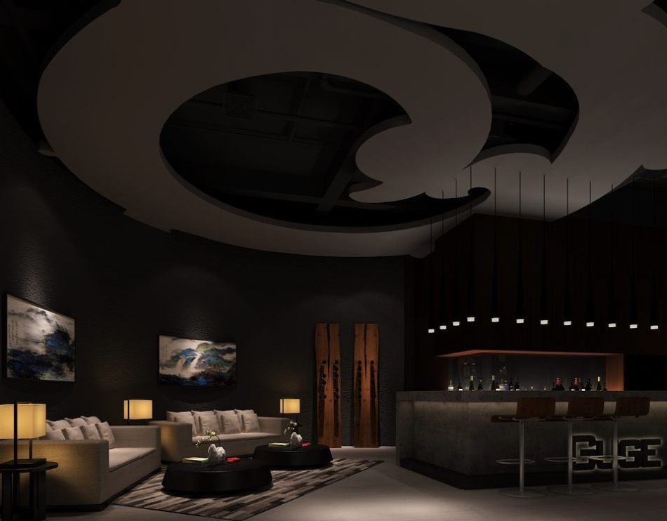 東方風(fēng)格品酒、雪茄區(qū)設(shè)計(jì)效果圖