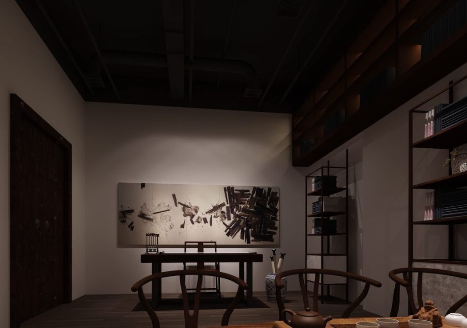 東方風(fēng)格書畫室設(shè)計(jì)效果圖