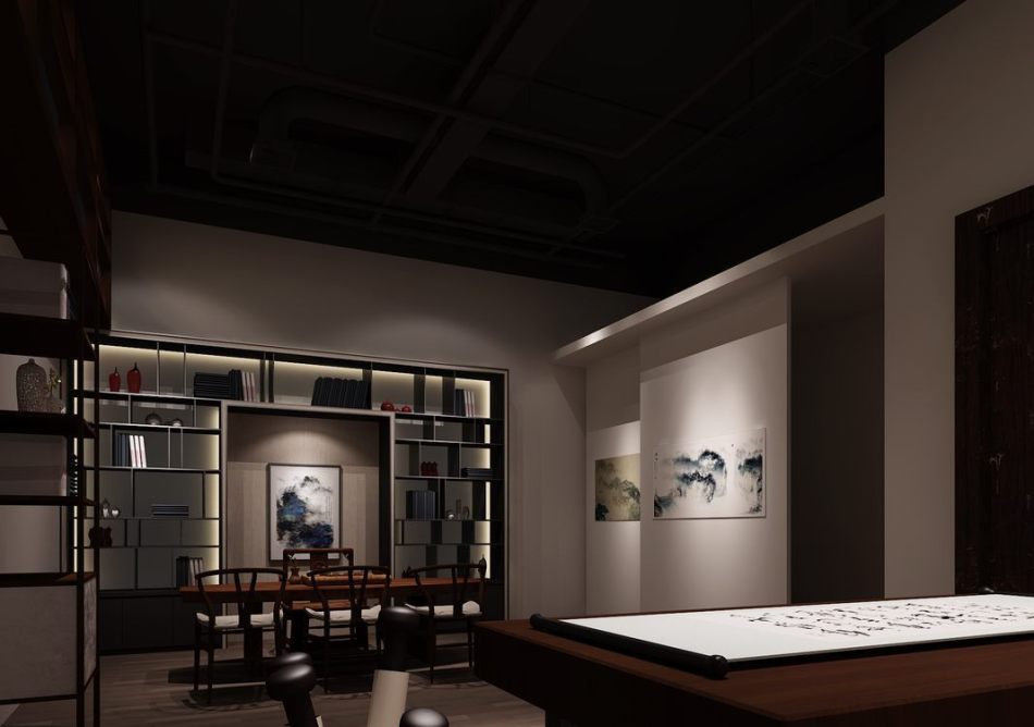 東方風(fēng)格書畫展示設(shè)計(jì)效果圖